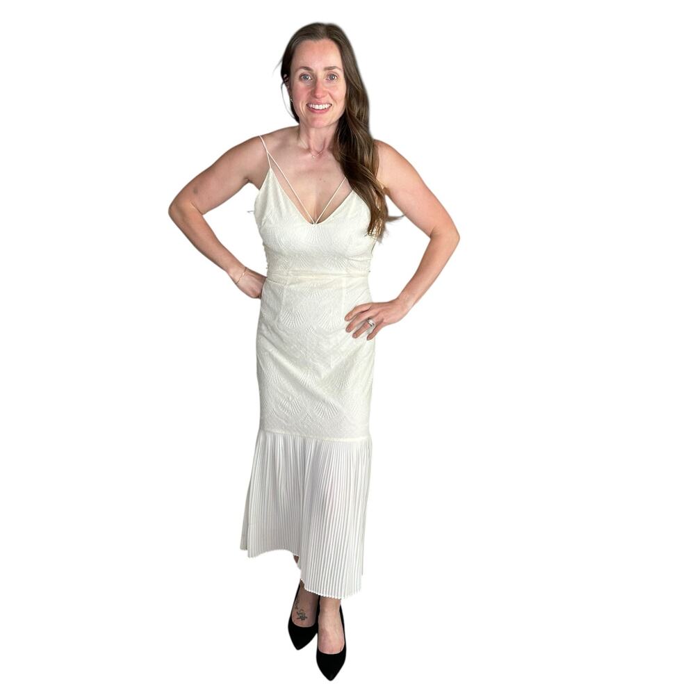 COOPER ST Ivory Lace Midi Dress Pleated Skirt‎ Women's Size 2 NWT FLAWED